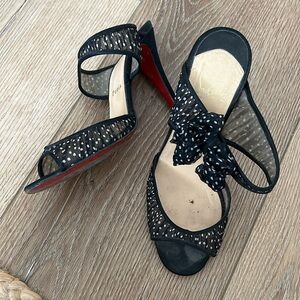 Christian Louboutin black and white polka dot heels